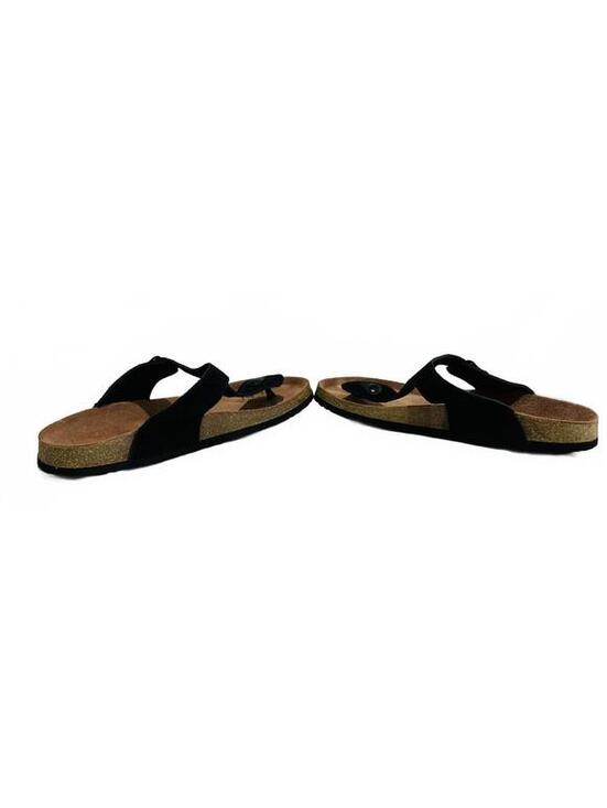 Franco Vanucci Unisex Black Suede Adjustable Strap Toe Post Sandals Size 10.5 main image 4